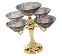 UZAMIRLEX Grande coupe à fruits en métal, Plateau à collation moderne avec design rotatif, plateau de service multi-sections, noir(Black_Height 34cm)