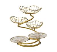 UZAMIRLEX Grande coupe à fruits en métal, Support de panier de fruits élégant à 5 niveaux for centre de table de cuisine, panier doré à 5 niveaux(Gold 3 Basket_Medium)