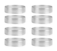 UZAMIRLEX moules à gâteau Ronds, Lot de 8 Cercles à Tarte Ronds en Acier Inoxydable, Plusieurs Tailles, résistants à la Chaleur, perforés(8pcs 8cm)