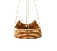 UzeEnde Hamac en rotin pour chat - Lit en bambou tissé à la main pour animal domestique - Panier d'été respirant avec crochets - Cordes épaisses en coton - Base rigide durable (rotin)