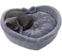 UzeEnde Lit en forme de cœur pour chat - En polaire courte et confortable - Coussin antidérapant avec rembourrage en coton PP pour petits chiens et chats - Niche de couchage chaude pour intérieur