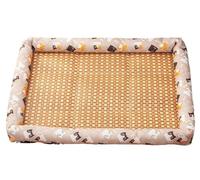 UzeEnde Lit rafraîchissant en rotin respirant pour animal de compagnie - Tapis de glace d'été en rotin naturel tissé durable antidérapant rempli de coton PP pour animaux de compagnie - Pour repos