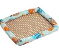 UzeEnde Lit rafraîchissant en rotin respirant pour animal de compagnie - Tapis de glace d'été en rotin naturel tissé durable antidérapant rempli de coton PP pour animaux de compagnie - Pour repos