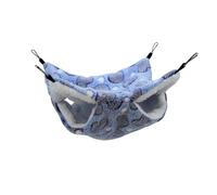 UzeEnde Sugar Glider Pochette à suspendre - Hamac en peluche double couche avec doublure en flanelle douce lavable 4 coins pour hamster, écureuil, furet, chinchilla (20 x 20 cm, bleu)