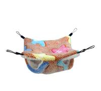 UzeEnde Sugar Glider Pochette à suspendre - Hamac en peluche double couche avec doublure en flanelle douce lavable 4 coins pour hamster, écureuil, furet, chinchilla (34 x 34 cm, marron)