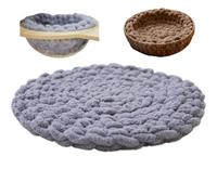UzeEnde Tapis rond tissé à la main pour chat - Coussin tricoté doux de style bohème pour dormir, pétrir, tapis confortable pour lits en capsules, arbres à chat, cages, canapé, se détendre en toutes