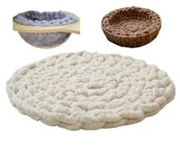 UzeEnde Tapis rond tissé à la main pour chat - Coussin tricoté doux de style bohème pour dormir, pétrir, tapis confortable pour lits en capsules, arbres à chat, cages, canapé, se détendre en toutes