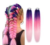 UZEXYA 1 Paire De Cheveux Synthétiques À Tresser 65 Cm, Extensions À Tresser Avec Élastique, Mèches De Cheveux À Tresser, Mèches De Cheveux Colorées Pour Enfants, Fête, Vacances, Carnaval