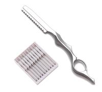 UZEXYA Peigne Professionnel Pour Éclaircir Les Cheveux, Rasoir En Aluminium, Rasoir Avec 10 Lames Pour Éclaircir Et Modeler Les Cheveux, Rasoir Pour Hommes 17,5 × 5,7 Cm, Ergonomique (Argent)