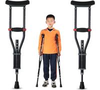 UZIAH Béquilles sous Les Bras pour Enfants, Béquille Noire Réglable, Béquilles Légères en Aluminium pour La Marche, Aide À La Rééducation Après Fracture, 1 Paire