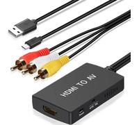 Uzifhdhi Convertisseur HDMI vers RCA avec câble HDMI, convertisseur HDMI vers composite AV CVBS compatible Sky/DVD/Wii/PS2/N64 sur TV