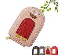 UZIPZ Cute Penguins PU Credit Card Coin Wallet, Penguin Credit Card Wallet, Penguin Credit Card Holder, Penguin Wallet with 11 Card Slots for Women Men (Pink)