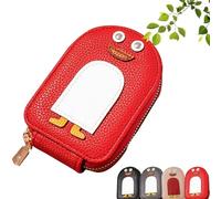 UZIPZ Cute Penguins PU Credit Card Coin Wallet, Penguin Credit Card Wallet, Penguin Credit Card Holder, Penguin Wallet with 11 Card Slots for Women Men (Red)