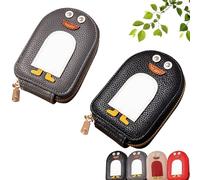 UZIPZ Cute Penguins PU Credit Card Coin Wallet, Penguin Credit Card Wallet, Penguin Credit Card Holder, Penguin Wallet with 11 Card Slots for Women Men (Black+Grey)