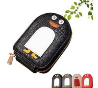 UZIPZ Cute Penguins PU Credit Card Coin Wallet, Penguin Credit Card Wallet, Penguin Credit Card Holder, Penguin Wallet with 11 Card Slots for Women Men (Black)