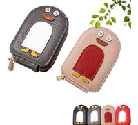 UZIPZ Cute Penguins PU Credit Card Coin Wallet, Penguin Credit Card Wallet, Penguin Credit Card Holder, Penguin Wallet with 11 Card Slots for Women Men (Pink+Grey)