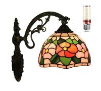 Uziqueif Applique Murale Interieur, 8 Pouces Vintage Luminaires Intérieur, E27 Lampe de Chevet Murale de Style Tiffany, Lampe Murale pour Chambre Salon Couloir Cuisine,Flower g
