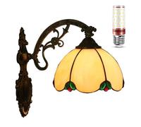 Uziqueif Applique Murale Interieur, 8 Pouces Vintage Luminaires Intérieur, E27 Lampe de Chevet Murale de Style Tiffany, Lampe Murale pour Chambre Salon Couloir Cuisine,Yellow j