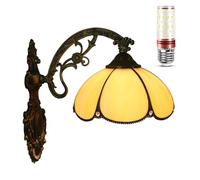 Uziqueif Applique Murale Interieur, 8 pouces Vintage Luminaires Intérieur, E27 Lampe de Chevet Murale de Style Tiffany, Lampe Murale pour Chambre Salon Couloir Cuisine,Yellow d