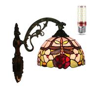 Uziqueif Applique Murale Interieur, 8 Pouces Vintage Luminaires Intérieur, E27 Lampe de Chevet Murale de Style Tiffany, Lampe Murale pour Chambre Salon Couloir Cuisine,Dragonfly k