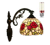 Uziqueif Applique Murale Interieur, 8 Pouces Vintage Luminaires Intérieur, E27 Lampe de Chevet Murale de Style Tiffany, Lampe Murale pour Chambre Salon Couloir Cuisine,Flower e