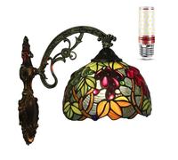 Uziqueif Applique Murale Intérieure, Vintage Vitrail Lampe Décorative, 8 pouces Lampe de Chevet Murale, Pour Chambre Salon Bureau Restaurants Hôtels Couloirs Lofts, avec une Ampoule E27,Grape