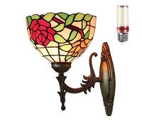 Uziqueif Appliques murales interieures, Lampe de Applique Murale de Style Tiffany, Lampe vitrail, Lampe Murale Interieur, Lampe de Chevet pour Salon,R
