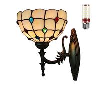 Uziqueif Appliques murales interieures, Lampe de Applique Murale de Style Tiffany, Lampe vitrail, Lampe Murale Interieur, Lampe de Chevet pour Salon,O