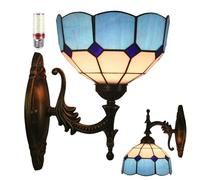 Uziqueif Appliques murales interieures, Lampe de Applique Murale de Style Tiffany, Lampe vitrail, Lampe Murale Interieur, Lampe de Chevet pour Salon,B
