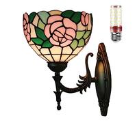 Uziqueif Appliques murales interieures, Lampe de Applique Murale de Style Tiffany, Lampe vitrail, Lampe Murale Interieur, Lampe de Chevet pour Salon,F