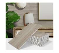 Uziqueif Autocollants de carrelage pour Salle de Bains et Cuisine Stickers Carrelage, Imitation grain de bois Imperméables Auto-adhésifs autocollant mural Décoration,20x10cm,Beige 46,64pcs