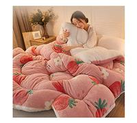 Uziqueif Cachemire réversible Couette, Couette Microfibre Polyester Hypoallergénique, Duvet Couette Anti-Acariens Torsade,édredon Chaud en Laine pour L'automne Et l'hiver,Rose,180×220cm(4kg)