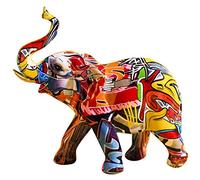 Uziqueif Elephant Decoration, Figurines Animaux en Resine, Objet Decoration Moderne Sculpture Graffiti, Statue Elephant Deco pour Décoration de Maison