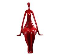 Uziqueif Femme Statuette Decoration Sculpture Design Moderne,Yoga Fille Sculpture Abstraite Ornements Personnage Figure Résine Statue pour Accueil Décoration Accessoires Cadeaux Artisanat,Red a,Shiny