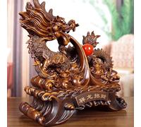 Uziqueif Feng Shui Statue de Dragon Chinois en résine - Symbole de prospérité - Décoration de Maison ou de Bureau,Wood Grain Color,20 * 10 * 20cm