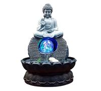 Uziqueif Fontaine de Statue de Bouddha en Résine avec Lotus, Fontaine d'eau de Table d'intérieur Humidificateur - Fengshui Décoration pour Bureau, Maison, Jardin et Terrasse,Gris,Buddha D