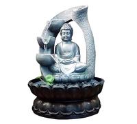 Uziqueif Fontaine de Statue de Bouddha en Résine avec Lotus, Fontaine d'eau de Table d'intérieur Humidificateur - Fengshui Décoration pour Bureau, Maison, Jardin et Terrasse,Gris,Buddha A