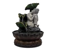 Uziqueif Fontaine de Statue de Bouddha en Résine avec Lotus, Fontaine d'eau de Table d'intérieur Humidificateur - Fengshui Décoration pour Bureau, Maison, Jardin et Terrasse,Gris,Buddha C