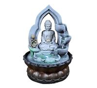 Uziqueif Fontaine de Statue de Bouddha en Résine avec Lotus, Fontaine d'eau de Table d'intérieur Humidificateur - Fengshui Décoration pour Bureau, Maison, Jardin et Terrasse,Gris,Buddha B