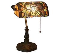 Uziqueif Lampe Banquier Verte, Vintage Lampe Tiffany, Abat Jour Verre, avec Interrupteur à chaîne à Tirer, pour Bureau bibliothèque étude Bureau Chambre,Q