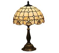 Uziqueif Lampe de table de style tiffany,12 Pouces lampe de table tiffany, vitrail fleur, qui s'intègre dans tout intérieur, moderne lampe de table art déco,Jaune