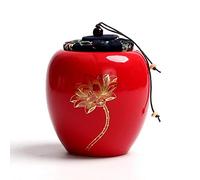 Uziqueif Mini Urne Funéraire pour Mini Urne De Crémation pour Animaux Incinération-Cendres Humaines Adulte Enfant Chat,Petite Boîte Funéraire en Frêne avec Céramique,Chien Urnes Funéraires,Red b