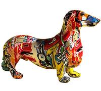 Uziqueif Statue Chien Teckel - Sculpture Design Moderne, Graffiti Figurine Animaux en RéSine, Statuette DéCorative pour Chambre, Multicolores (B)