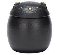 Uziqueif Urnes pour Animaux Urne funéraire en céramique pour Cendres Urne Petit Animal/Chien/Chat/des Oiseaux/Humanité Urnes, 160 ML,Noir