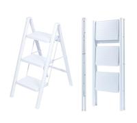 UZIRO Escabeau Pliable 3 Marches, Échelle de Sécurité avec Pieds Antidérapants, Tabouret de Step Idéal pour Maison, Cuisine, Bureau, Ladders Design Compact et Durable (Blanc, 3 Marches)