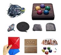 UZKWYKYC Korean Folk Game Set, Korean Traditional Play Game, Creative New Portable Fun Game Set, Family Travel Games, Stone Catching, Top Kick Shuttlecock, Party Game for Kids Adults