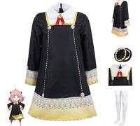 UZKWYKYC Spy X Family Costume, Spy X Family Cosplay Anya, Anime Spy X Family Forger Costume Complet de Princesse épine Gothique (avec Accessoires pour Cheveux, Chaussettes, Costumes)