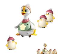 UZKWYKYC Tummy Time Duck Family Toy, Musical Duck Crawling Baby Toys, Dancing Swinging Electric Duck, Light Up Crawling Toys, 6-12 Month Girl Boy Gift, Mother Duck and 3 Ducklings