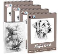 UZLU 4 Pcs Sketch Books Bulk 11 x 14 In 160 Sheets Top Spiral Bound Sketch Pad Drawing Paper 40 Sheets Each Acid Free Mixed Media Sketchbook 68lb/100gsm Art Supplies for Beginner Artist