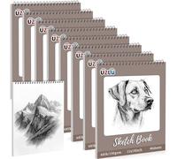 UZLU 8 Pcs Sketch Books Bulk 11 x 14 In 320 Sheets Top Spiral Bound Sketch Pad Drawing Paper 40 Sheets Each Acid Free Mixed Media Sketchbook 68lb/100gsm Art Supplies for Beginner Artist